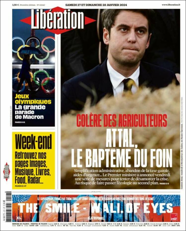 Portada de Libération (Francia)