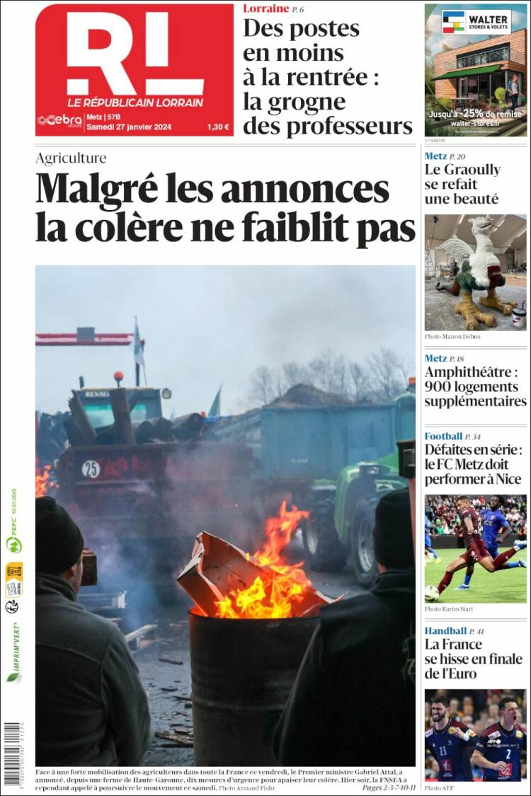 Portada de Le Republicain Lorrain (Francia)