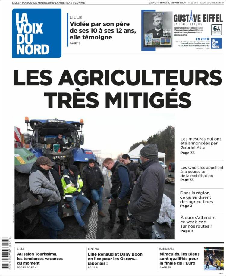 Portada de La Voix du Nord (Francia)