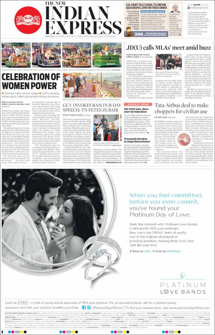 Portada de New Indian Express (India)