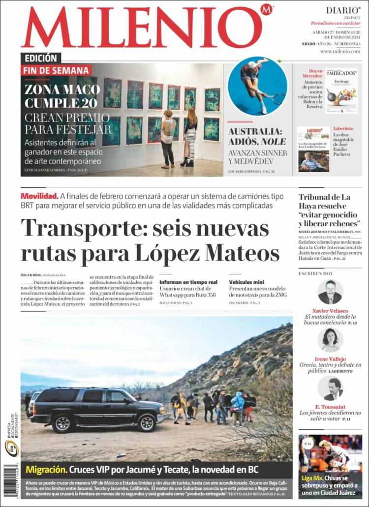 Portada de Milenio - Jalisco (M&eacute;xico)