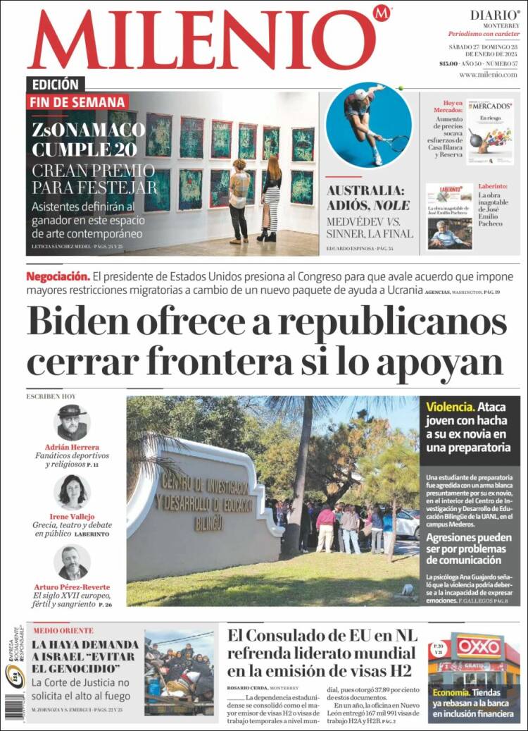 Portada de Milenio de Monterrey (M&eacute;xico)