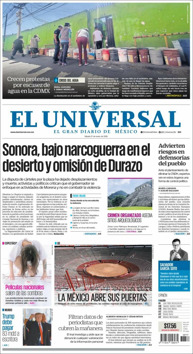 Portada de El Universal (M&eacute;xico)