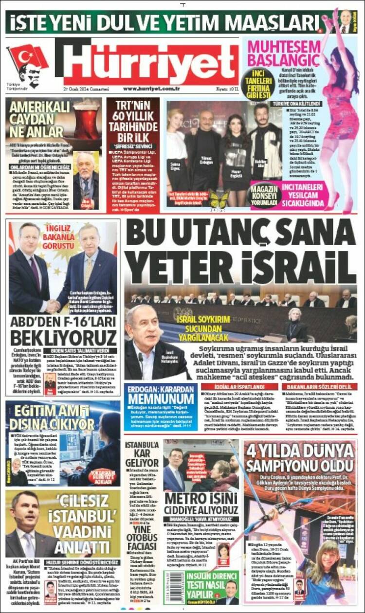 Portada de Hürriyet (Turqu&iacute;a)