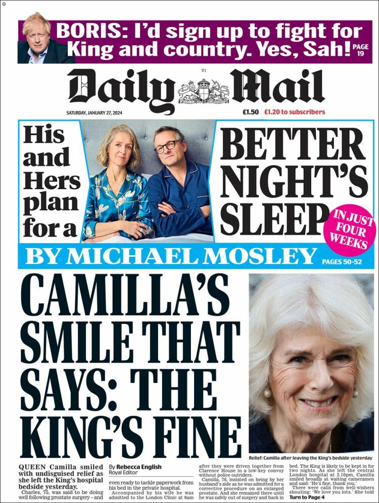 Portada de Daily Mail (Reino Unido)