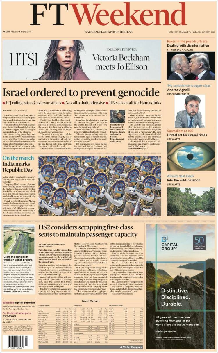 Portada de Financial Times (Reino Unido)