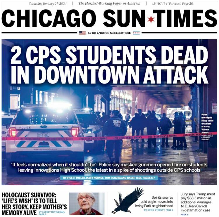 Portada de Chicago Sun-Times (USA)