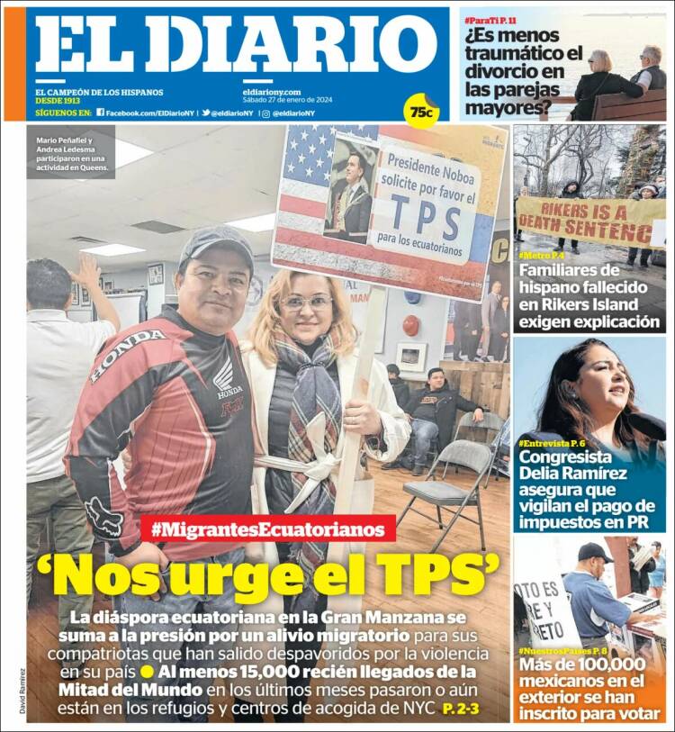 Portada de El Diario NY (USA)