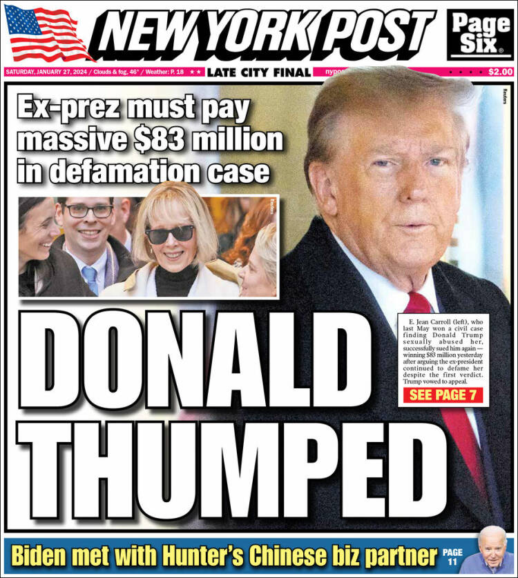 Portada de New York Post (USA)