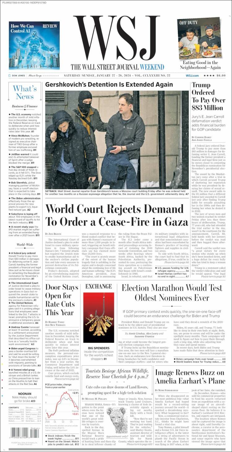 Portada de Wall Street Journal (USA)