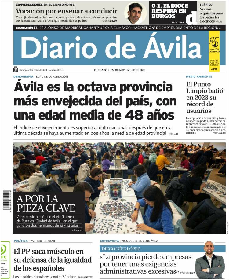 Portada de Diario de Ávila (España)