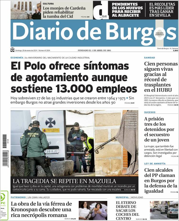 Portada de Diario de Burgos (España)