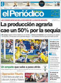 Portada de El Periódico de Aragón (España)