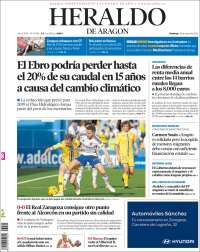 Portada de Heraldo de Aragón (España)