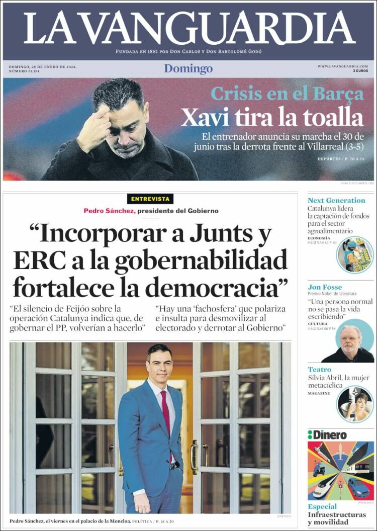 Portada de La Vanguardia (España)