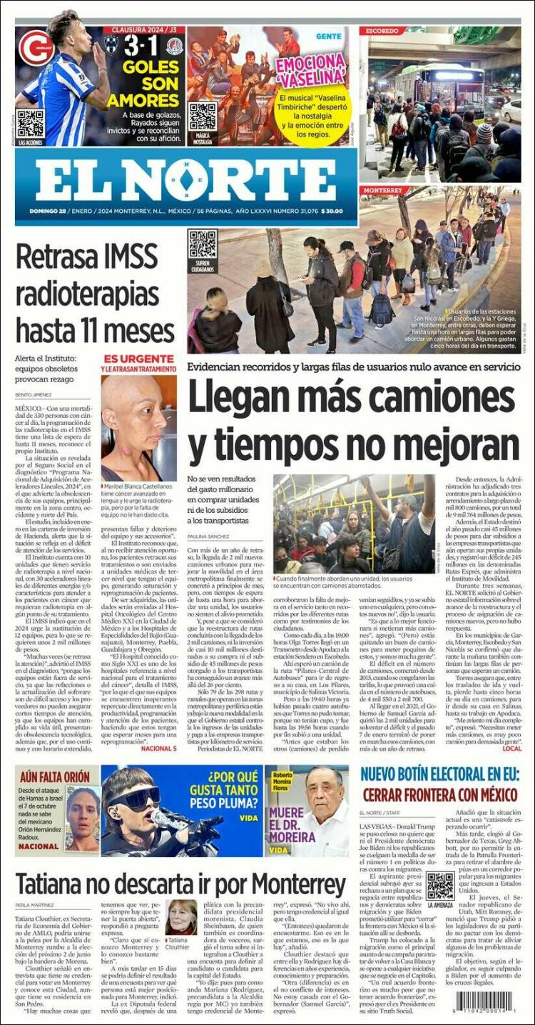 Portada de El Norte (México)