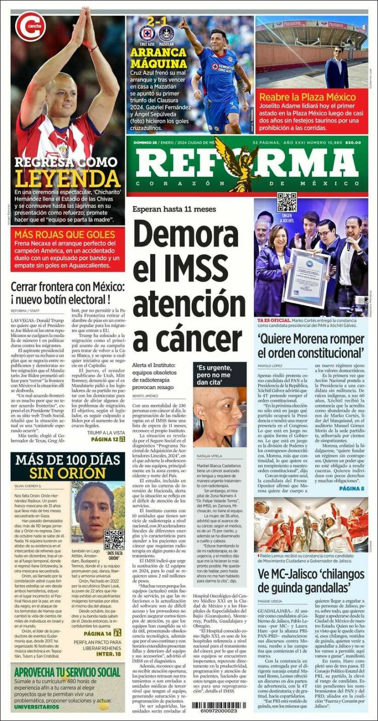 Portada de Reforma (México)