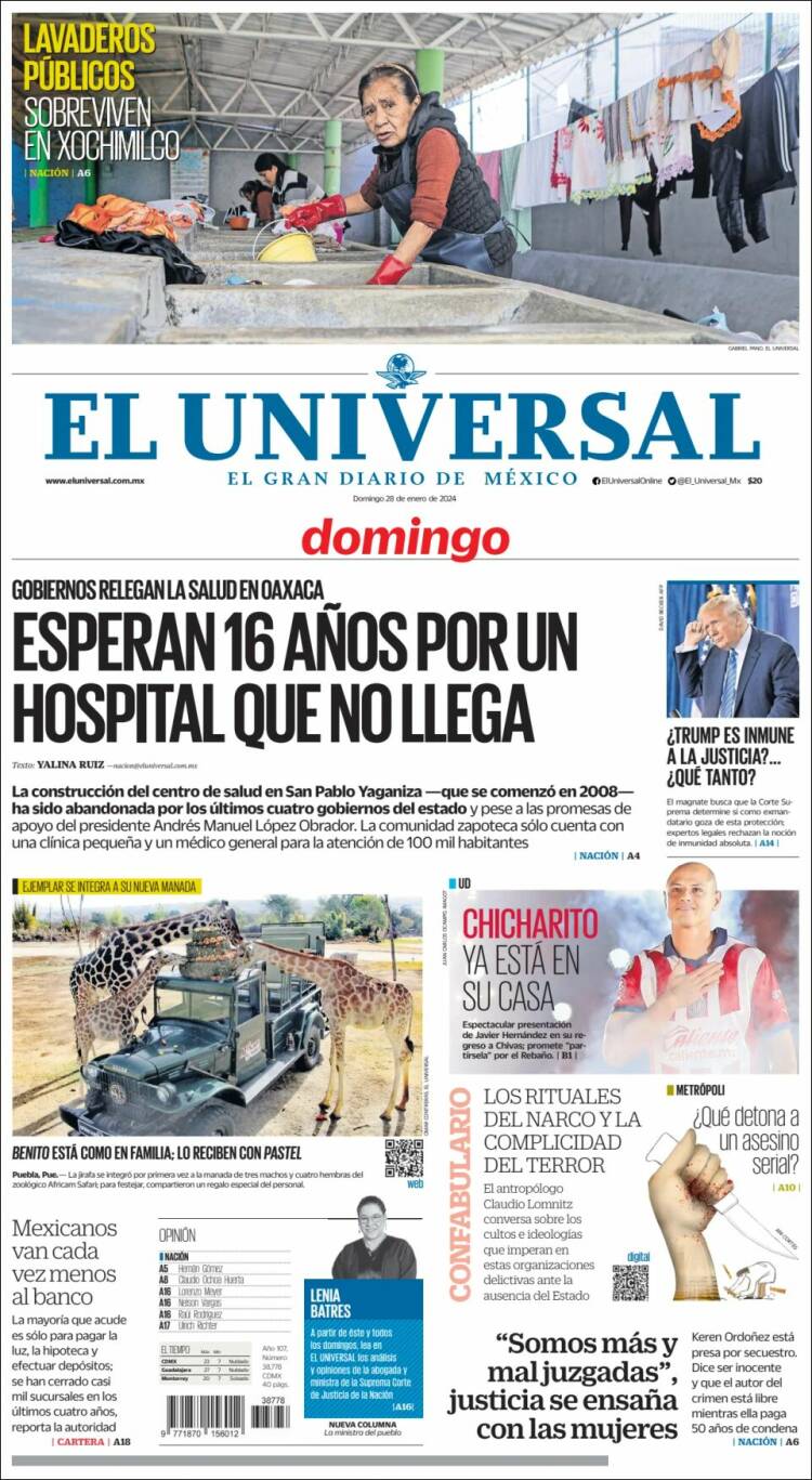 Portada de El Universal (México)