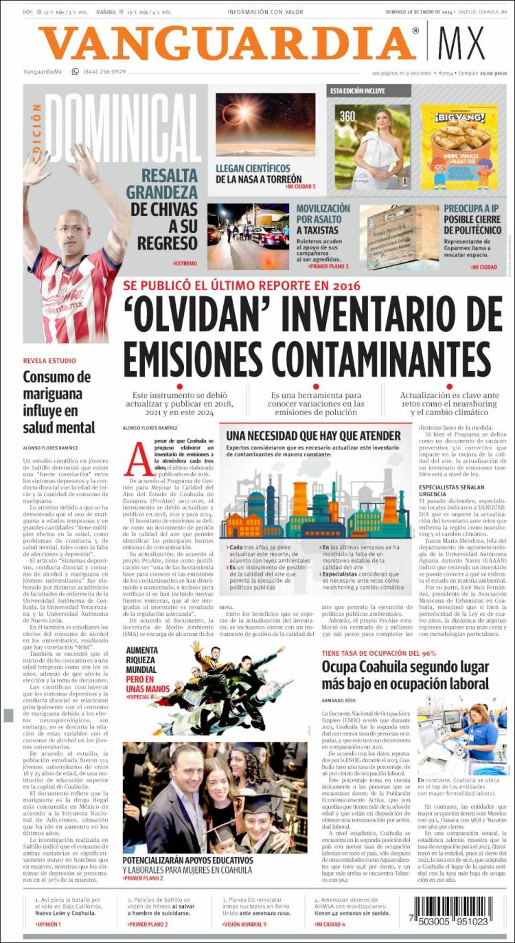 Portada de Vanguardia (México)