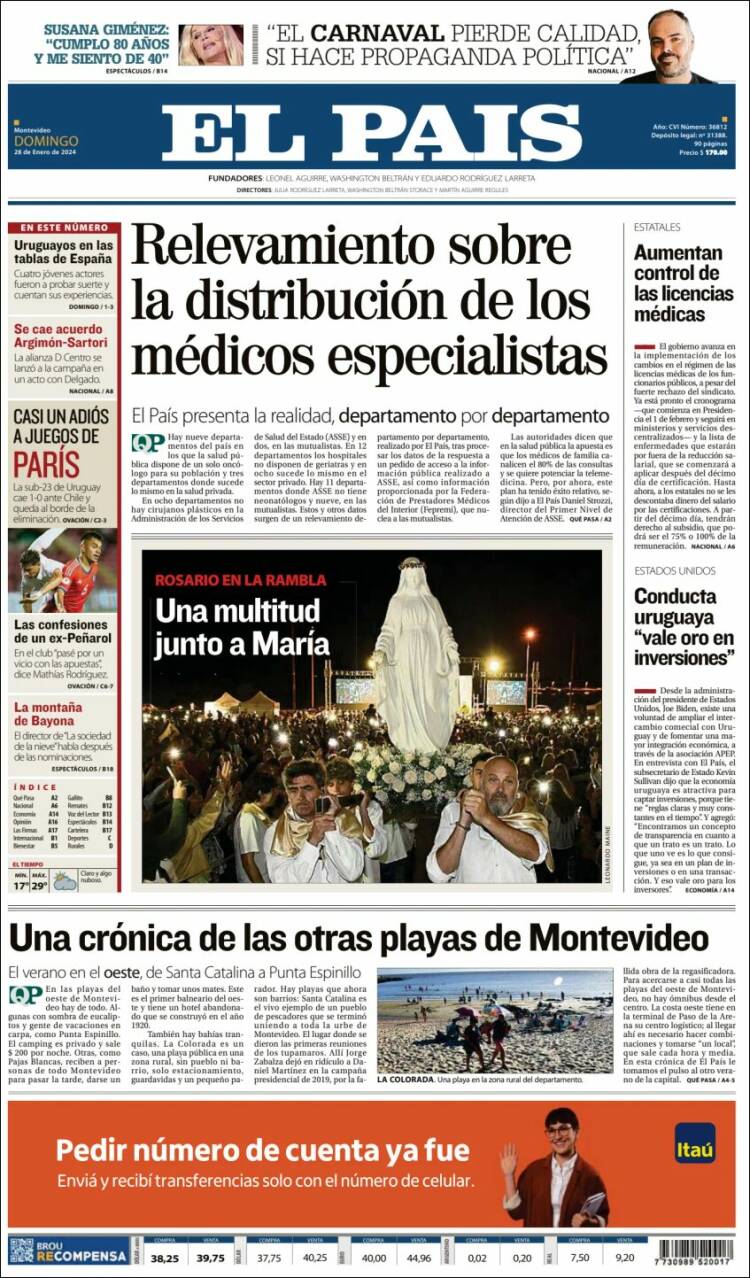 Portada de El País (Uruguay)
