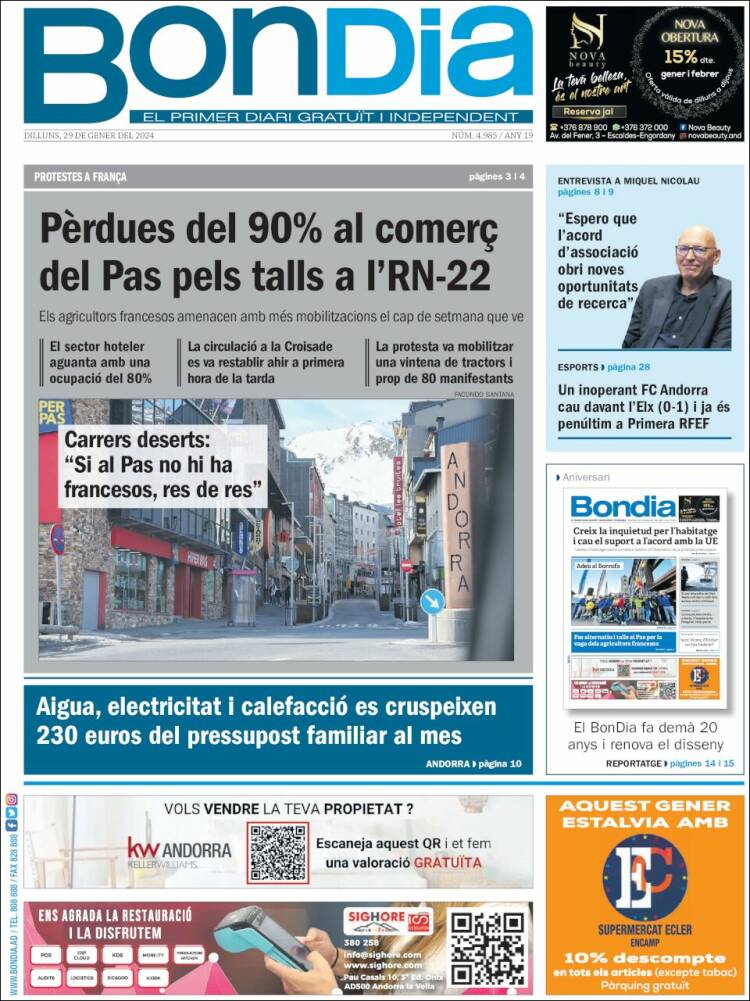 Portada de Diari Bondia (Andorra)
