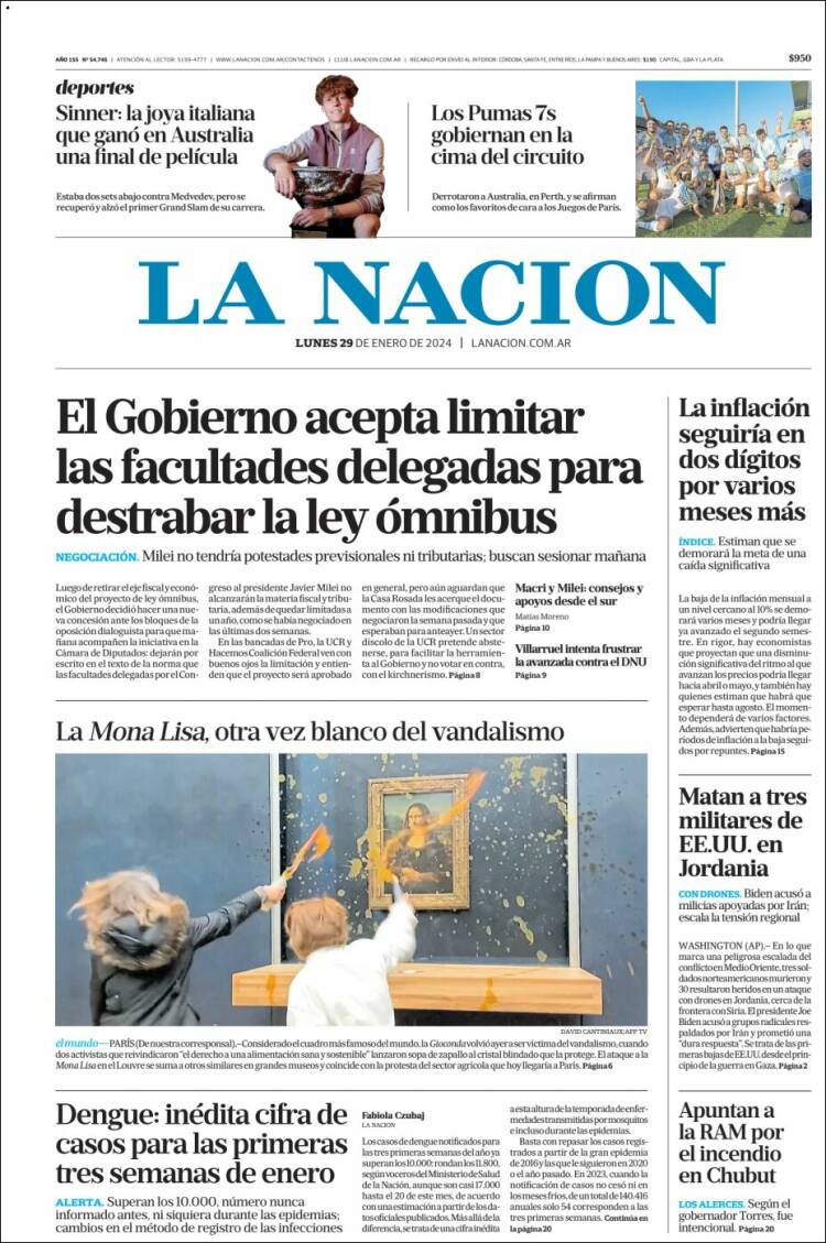 Portada de La Nación (Argentina)