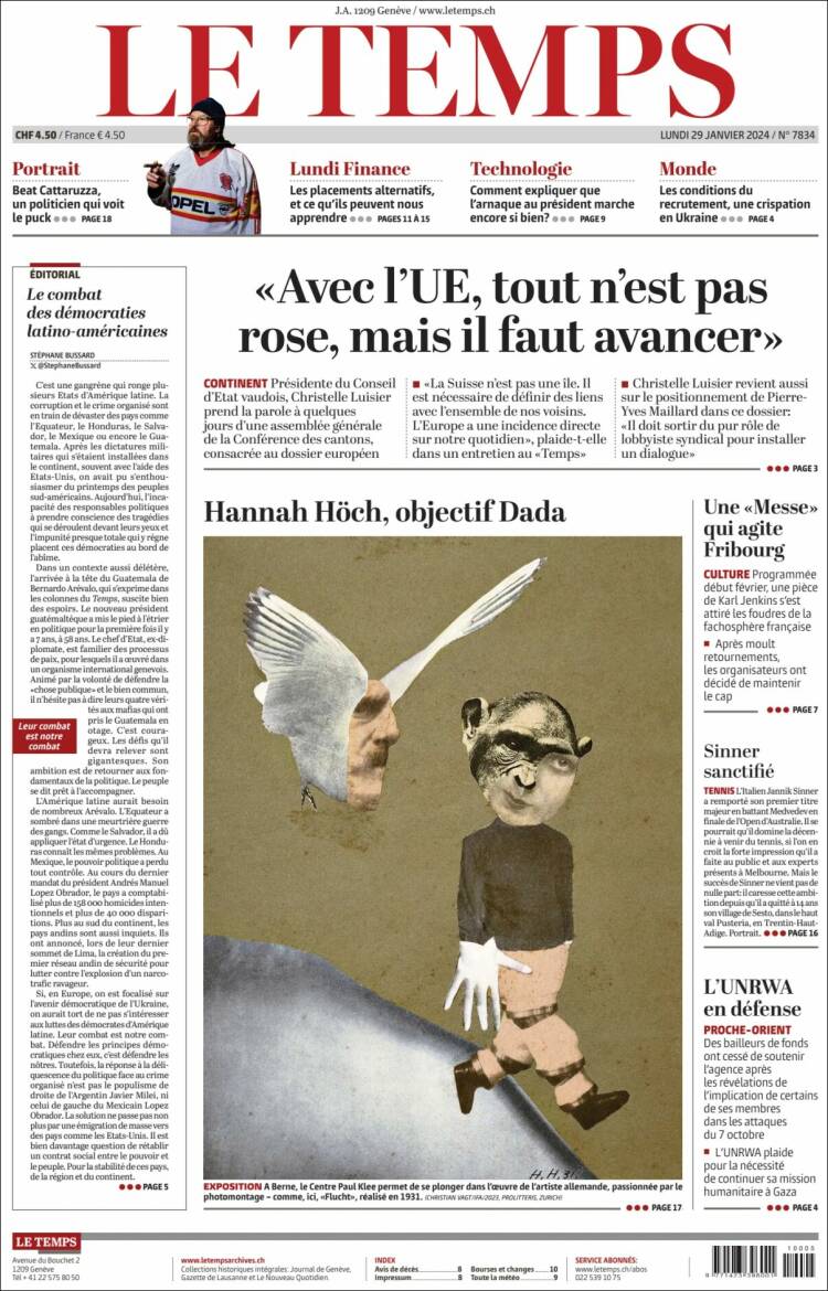 Portada de Le Matin (Suiza)