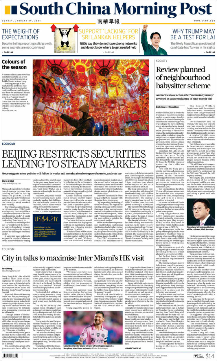 Portada de South China Morning Post (China)
