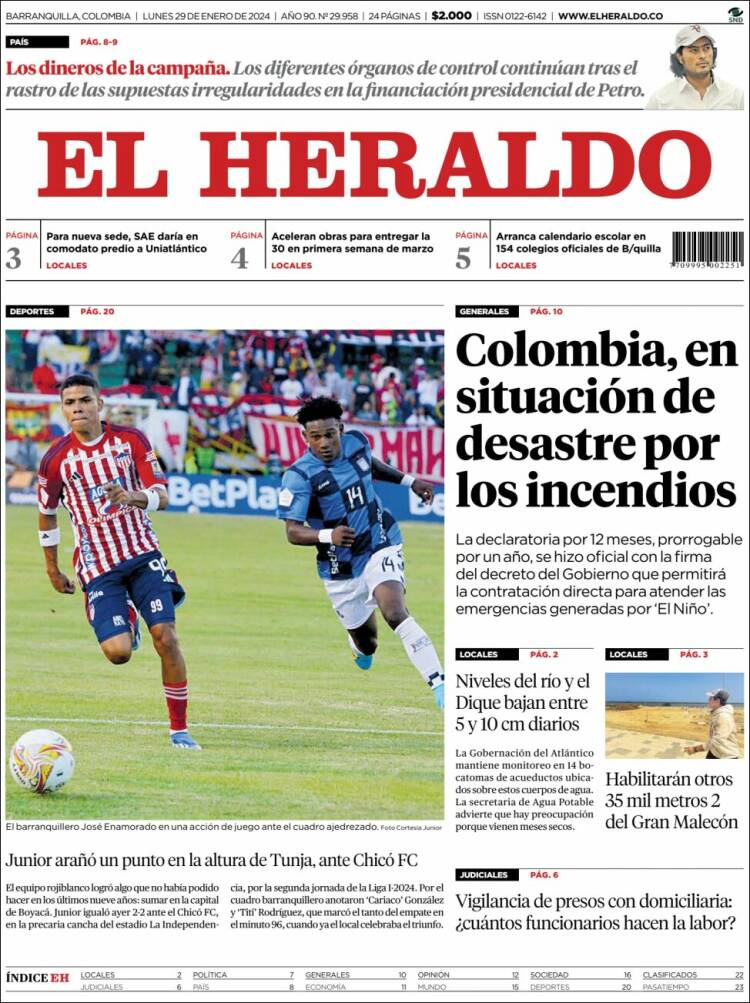 Portada de El Heraldo (Colombia)