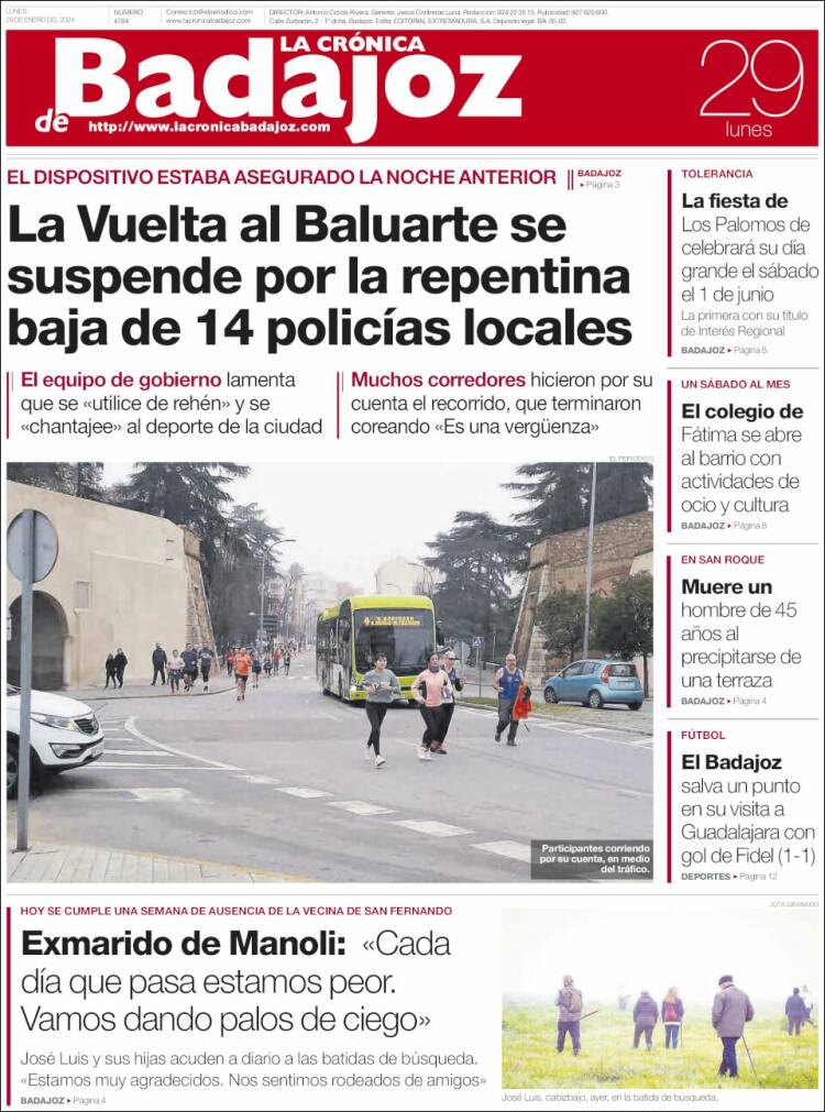 Portada de La Crónica de Badajoz (España)