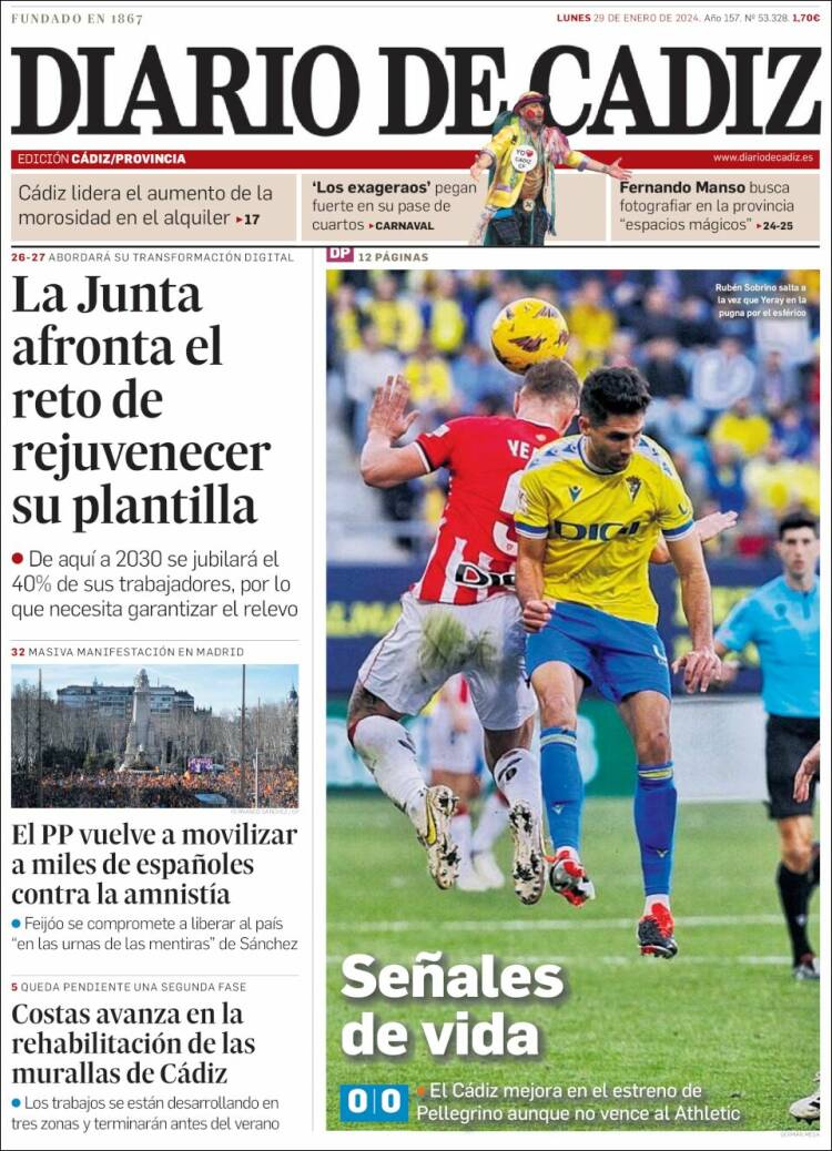 Portada de Diario de Cádiz (España)