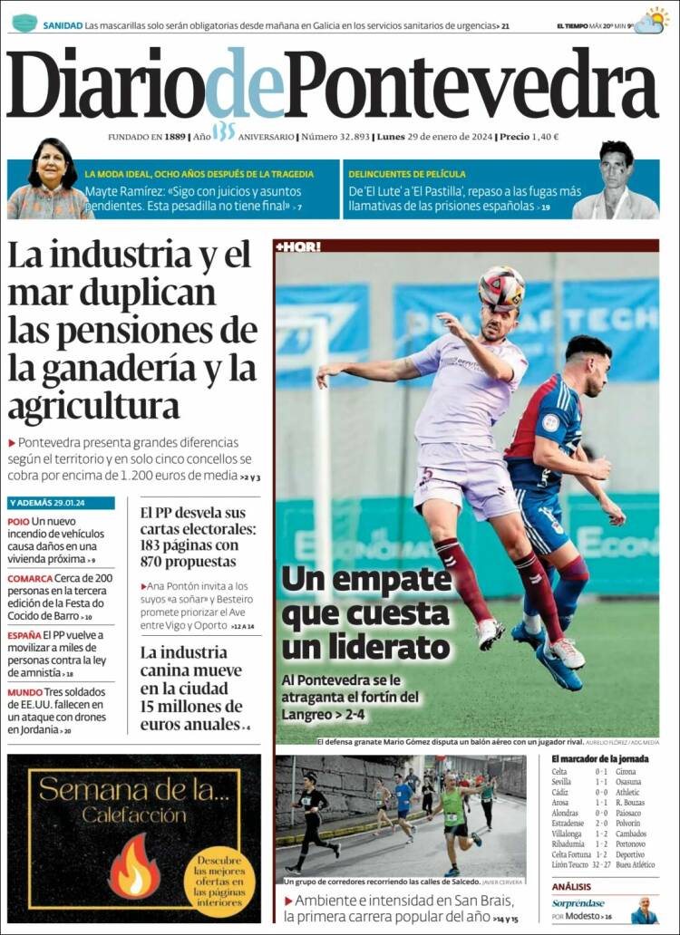 Portada de Diario de Pontevedra (España)