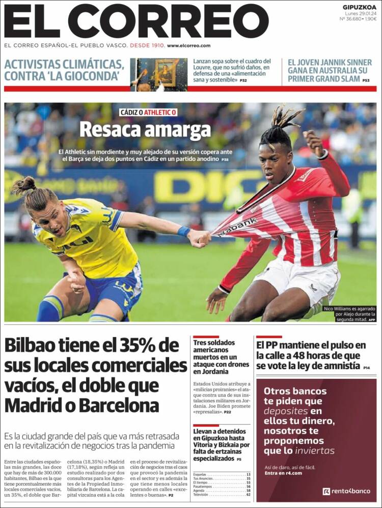 Portada de El Correo - Guipuzcoa (España)