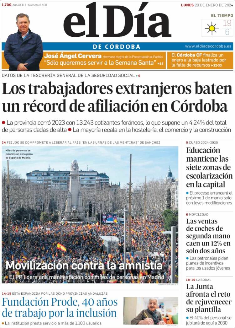 Portada de El Día de Córdoba (España)