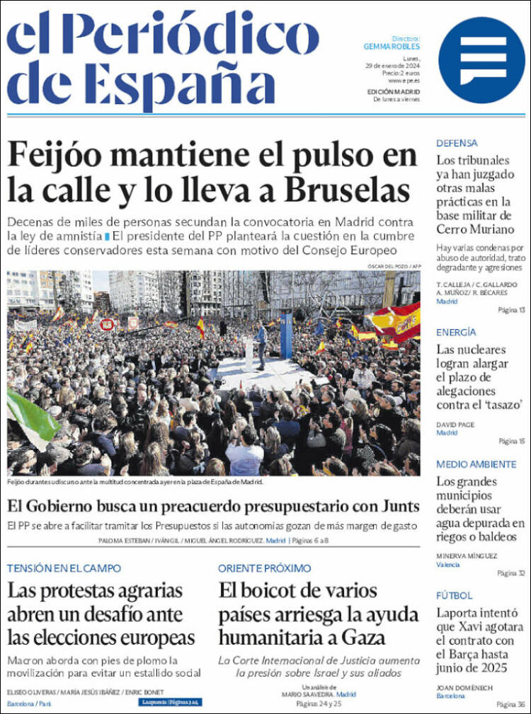 Portada de El Periódico de España (España)