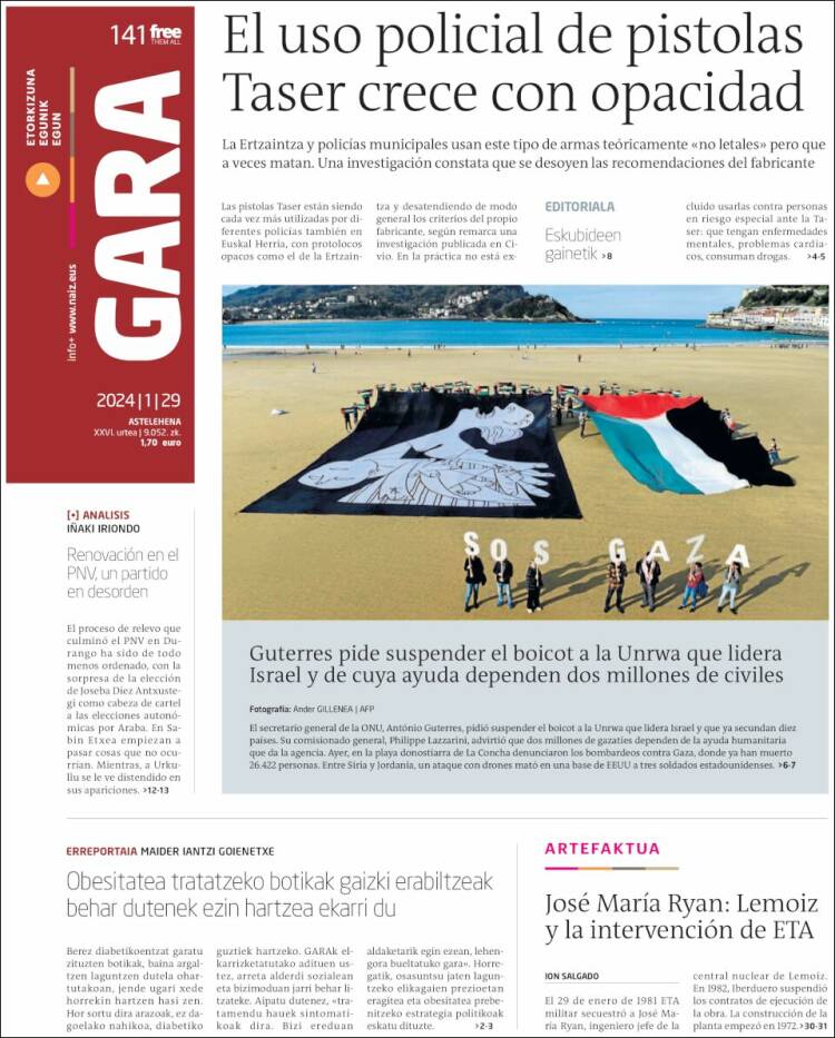 Portada de Gara (España)