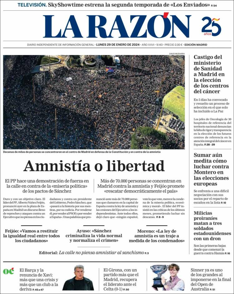 Portada de La Razón (España)