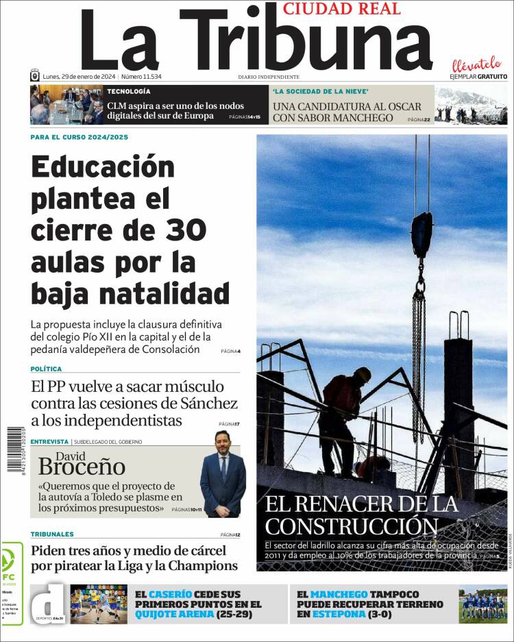 Portada de La Tribuna de Ciudad Real (España)