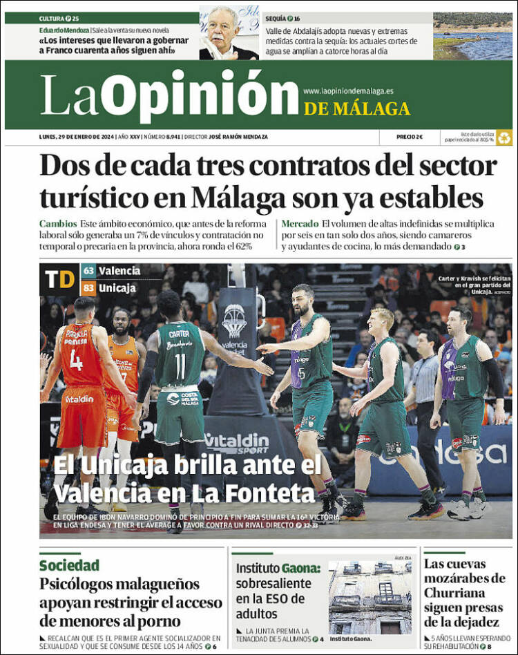 Portada de La Opinión de Málaga (España)