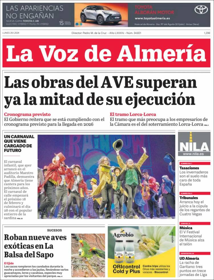 Portada de La Voz de Almería (España)