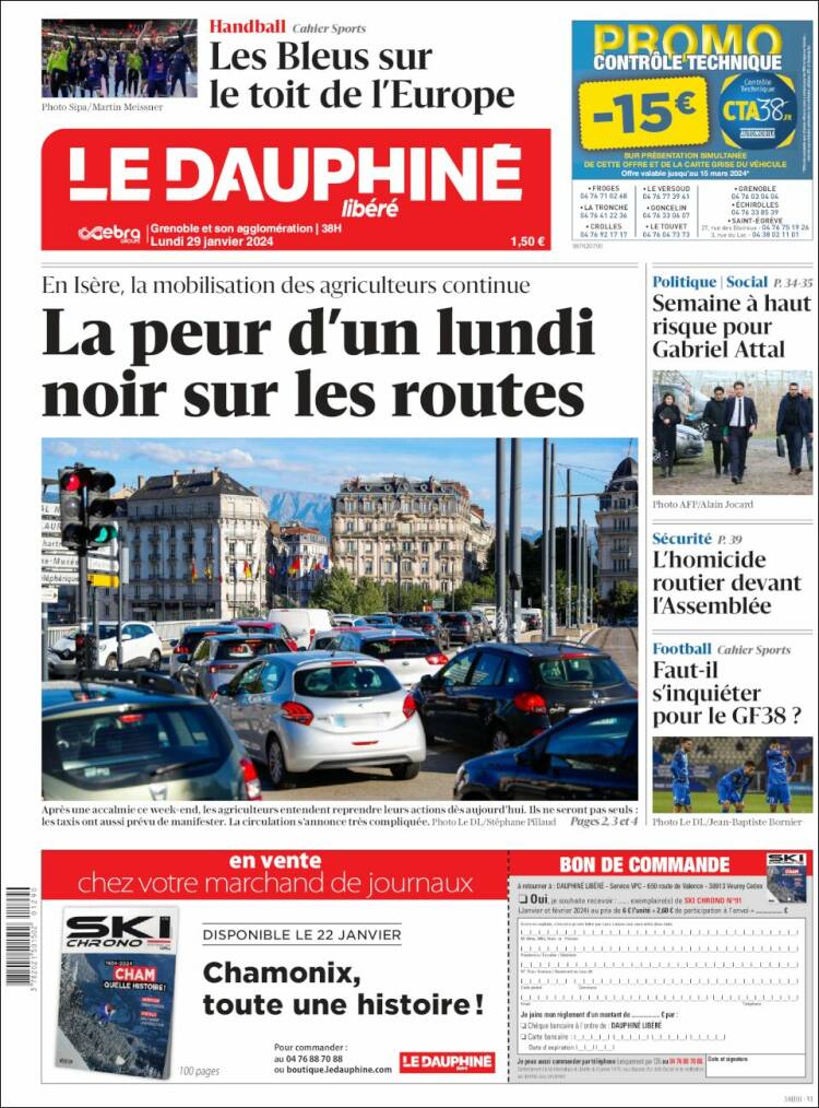 Portada de Le Dauphiné Libéré (Francia)