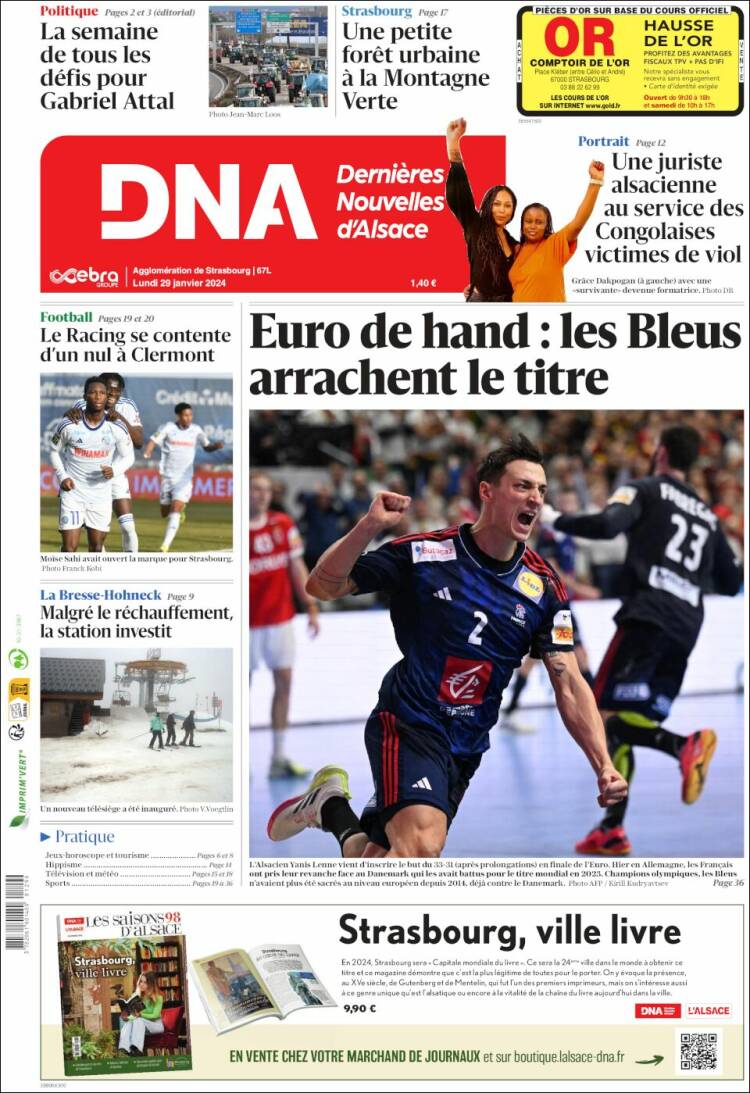 Portada de Les Dernières Nouvelles d'Alsace (Francia)