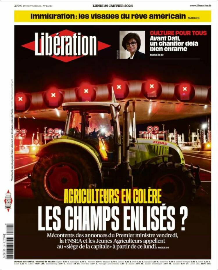 Portada de Libération (Francia)