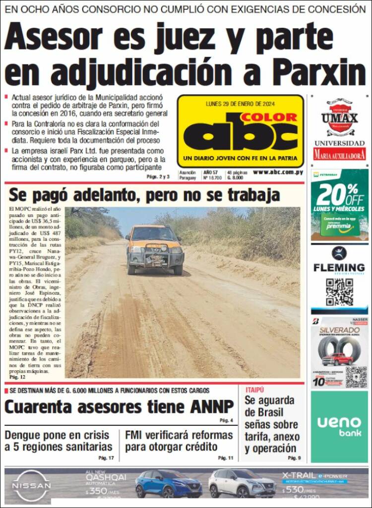 Portada de ABC Color (Paraguay)