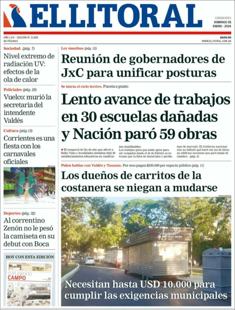 Portada de El Litoral Corrientes (Argentina)