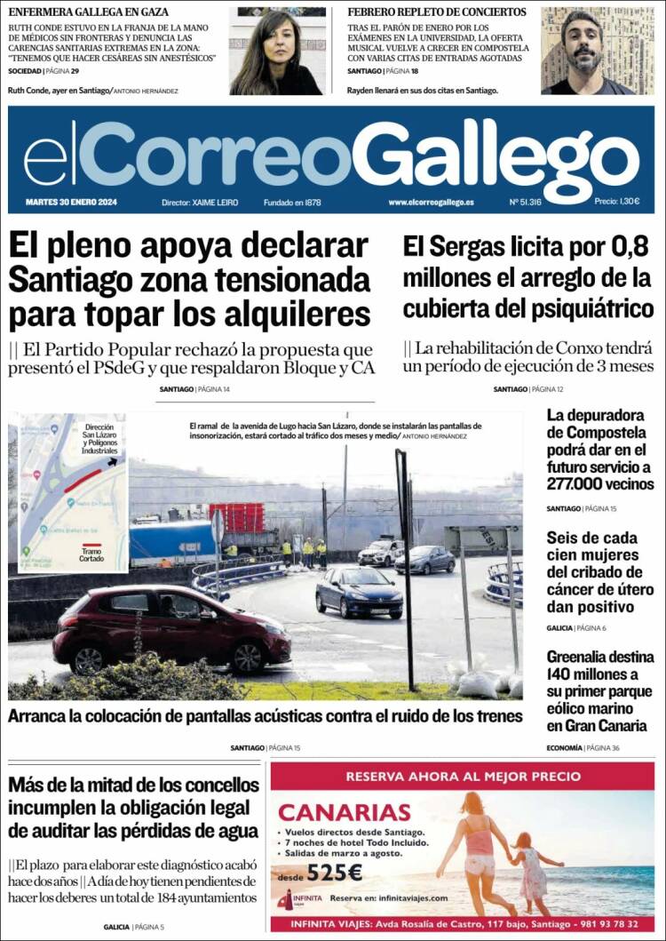 Portada de El Correo Gallego (España)