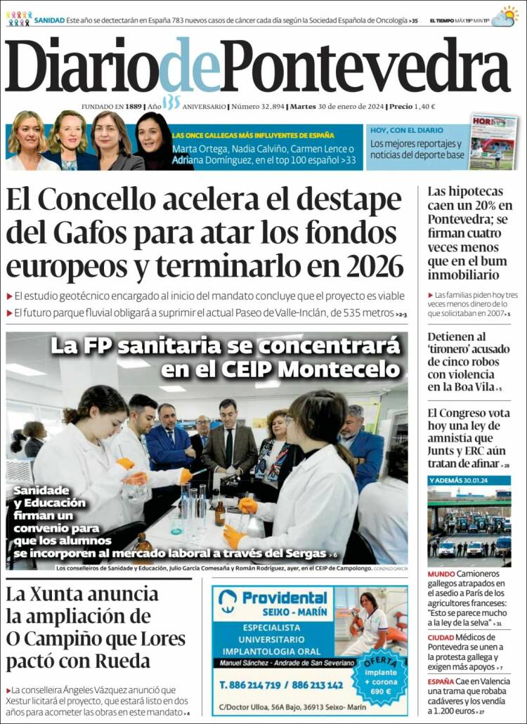 Portada de Diario de Pontevedra (España)