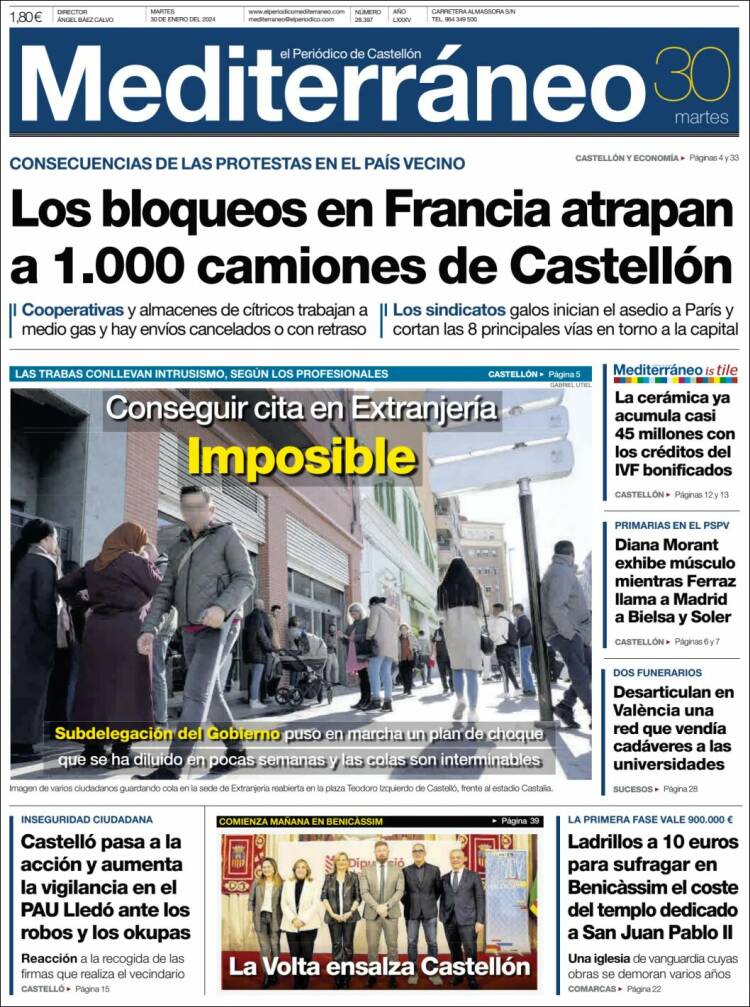 Portada de El Periódico Mediterraneo (Espa&ntilde;a)