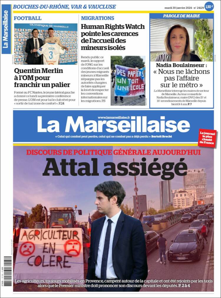 Portada de La Marseillaise (Francia)