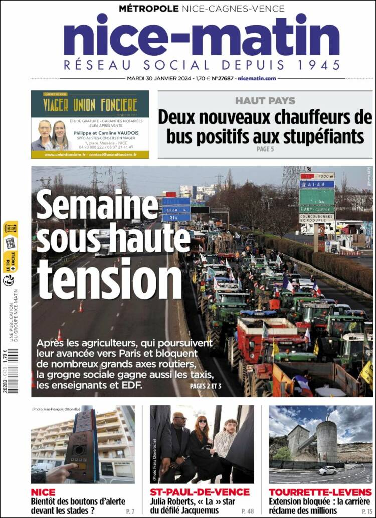 Portada de Nice-Matin (Francia)